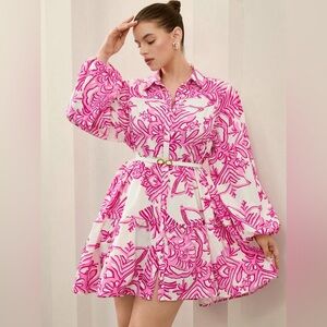 Pink and White Floral Dress